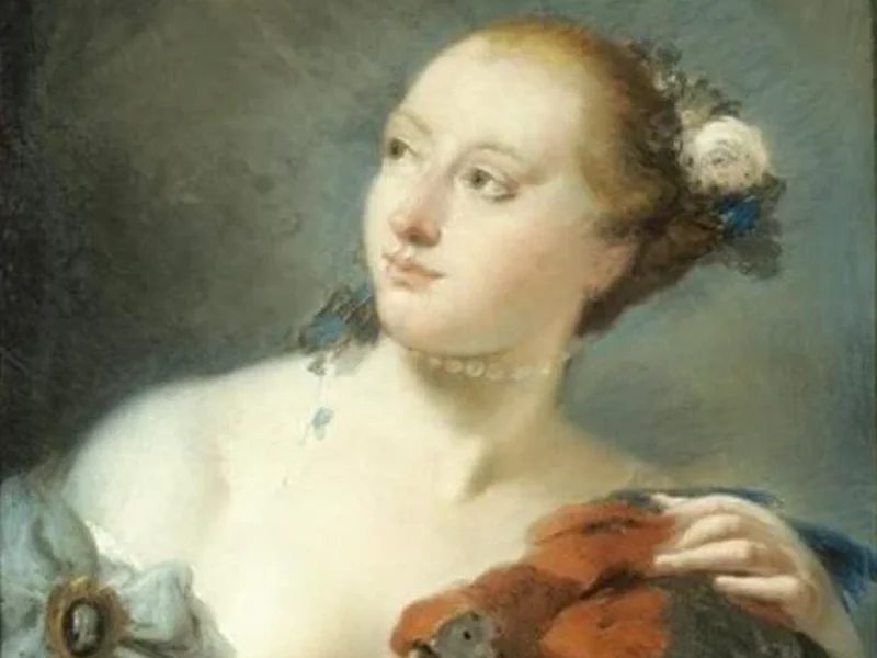 1736-Lorenzo Tiepolo - Giovane donna con un pappagallo